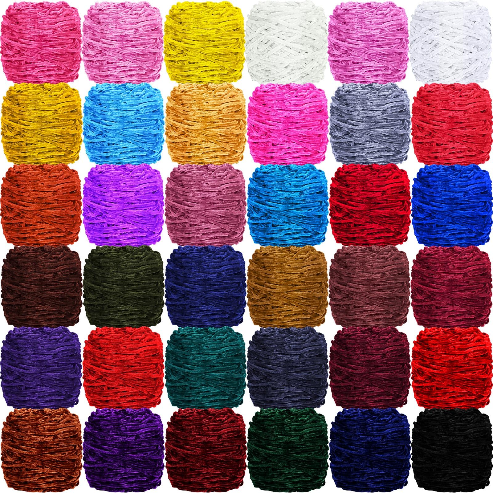 Color 7884 Timgle 36 Pack Soft Chenille Yarn 7884 Yards Velvet Yarn for Crocheting ...