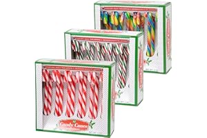 CANDY CANE KING Candy Cane Peppermint Red, Green, White & Rainbow Cherry Gift Set | 12 Pieces in Each Box - Pack of 3 - 36 Total Count | Individually Wrapped | Includes To & From Gift Tags (3 Flavors)