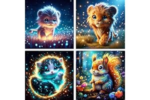 FLAJZ Paint by Numbers Kit for Kids, 4 Pack Easy Kids Paint by Number Kits Age 4 5 6 7 8 9 10 12, DIY Color Canvas Painting Animal Acrylic Oil Painting Suitable for Home Decoration 8x8 Inch (Animals)