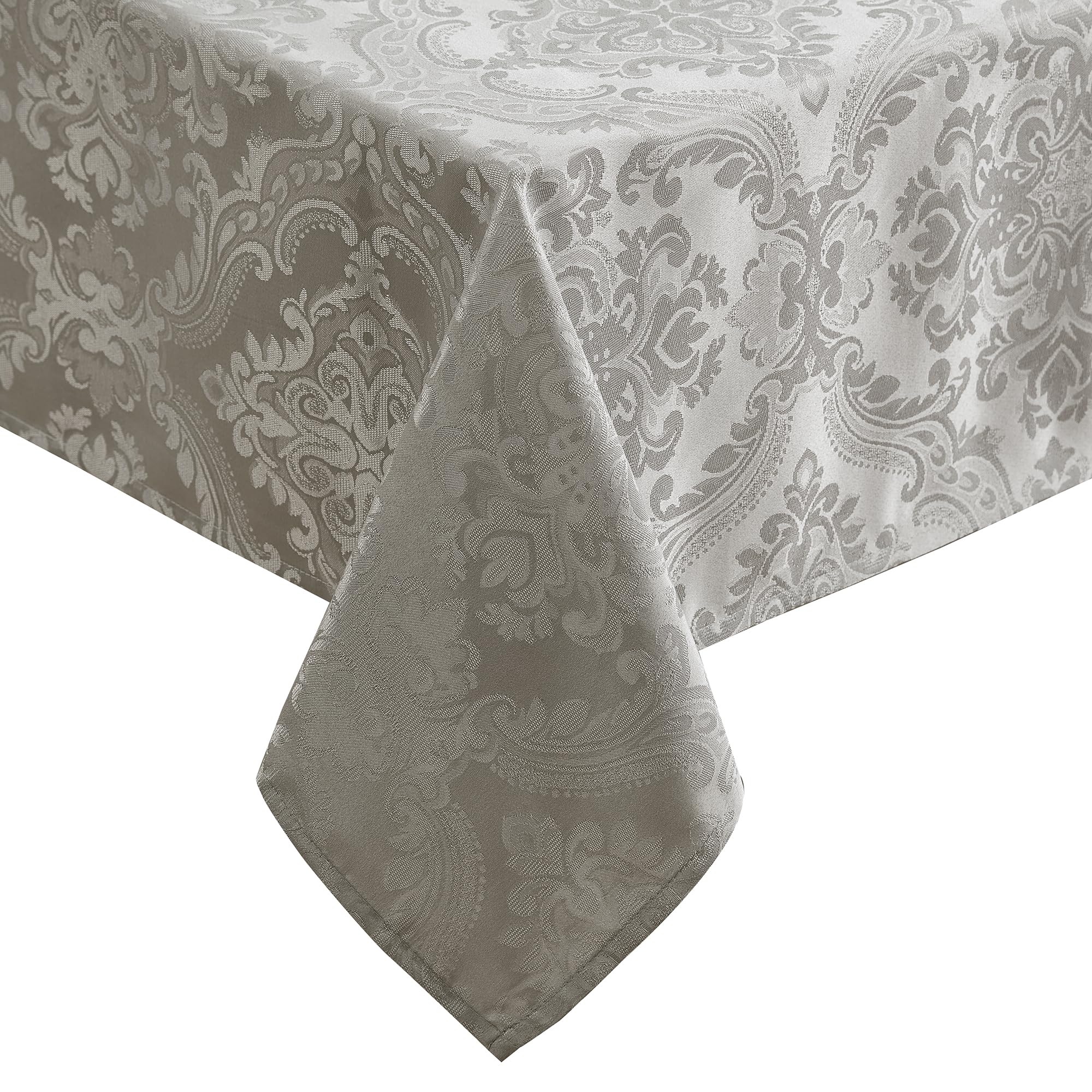 Elrene Damask Tablecloth, Polyester, Silver, 60" x 120" Oblong/Rectangle