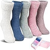 SISOSOCK 5 Pairs Fuzzy Soft Cozy Fluffy Socks for Women, Casual Thick Plush Comfy Sleep Socks, Warm Winter Gifts for Women