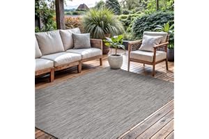 CAMILSON Outdoor Rug 5x7 Modern Area Rugs for Indoor and Outdoor Patios and Porches - Waterproof, Washable, Non-Shedding, Easy-to-Clean Outside Carpet (5 x 7, Solid - Silver Gray)