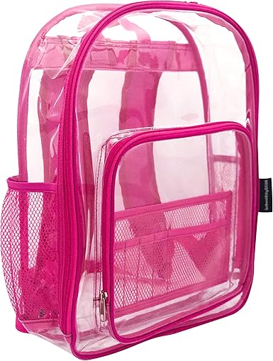 pink brand clear backpack