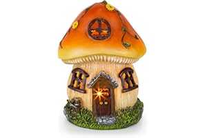 VP Home Mushroom Fairy House Solar Light for Home and Outdoor Decor Mushroom House Solar Powered Flickering LED Garden Light Fairy House Backyard Halloween Decoration