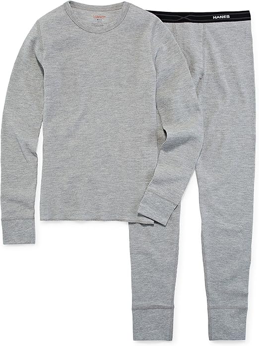 Hanes Boy's Classic XTemp Thermal Underwear Set (XLarge, Heather