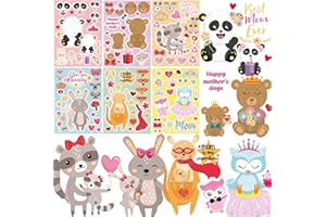 BESTUS Mothers Day Crafts for Kids, 36 Sticker Sheets Mothers Day Gifts Bulk, Classroom DIY Preschool Mothers Day Crafts Kit, Toddlers Arts for Mom Make Card