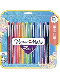 Paper Mate Flair Felt Tip Pens, Medium Point (0.7mm), Assorted Colors, 12 Count