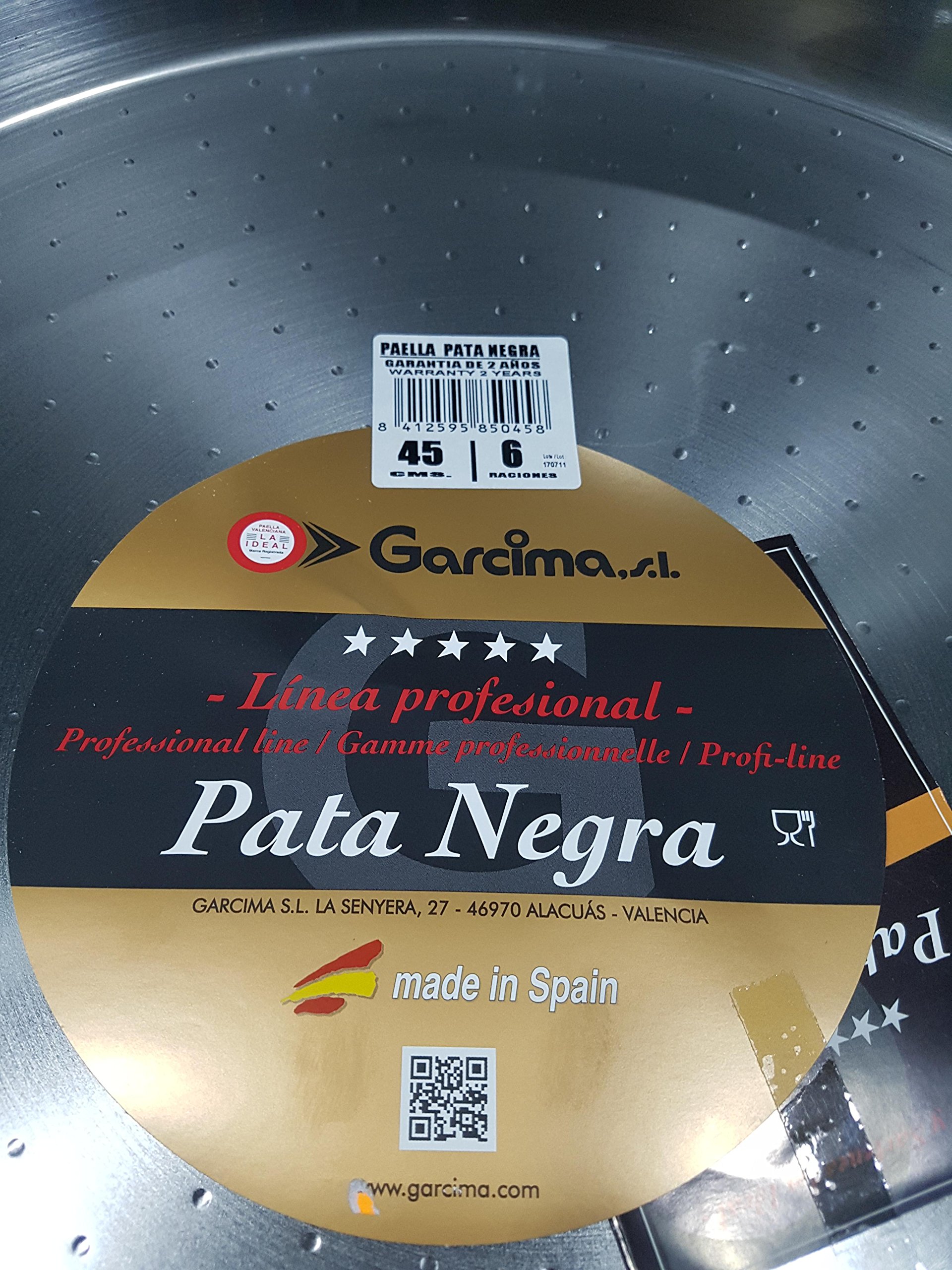 Garcima PN20 20Inch Pata Negra Restaurant Grade Paella Pan, 50cm, 20