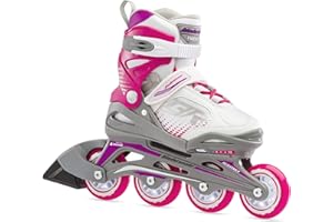 Bladerunner by Rollerblade Phoenix Girls Adjustable Fitness Inline Skate, White and Fuchsia, Junior, Value Performance Inline Skates, Youth Junior 1 to 4