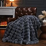 PLUUSHUU Faux Fur Throw Blanket for Couch, Fluffy