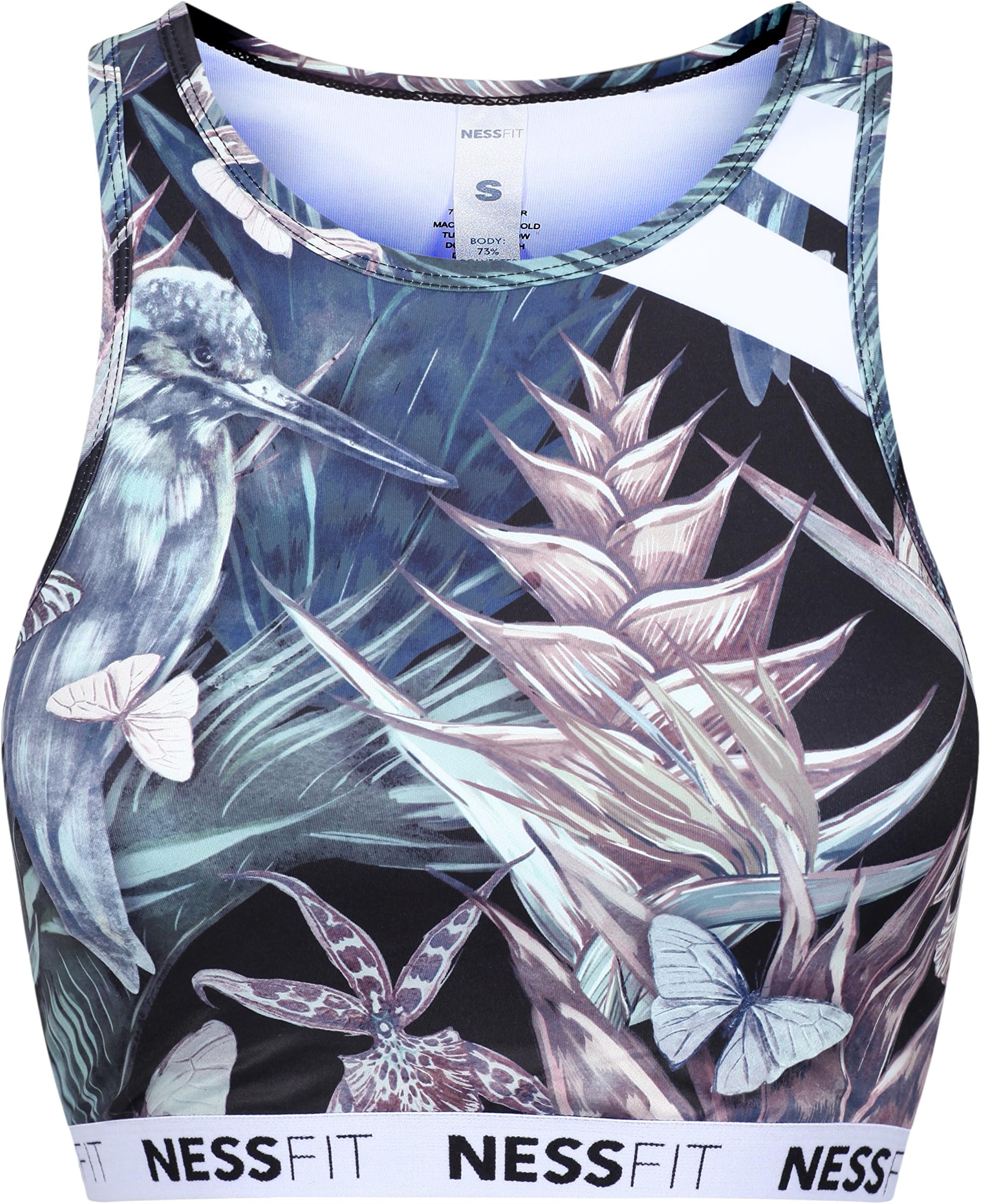 Womenโs Fitness Sport Bra Training Tight Cropped Top Printed Compression Gym Tank Top Yoga Padded XS S M L