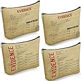 Oudain 4 Pcs Evidence Bags Evidence Makeup Bag Novelty Zipper Pouch True Crime Pouch for Women Office