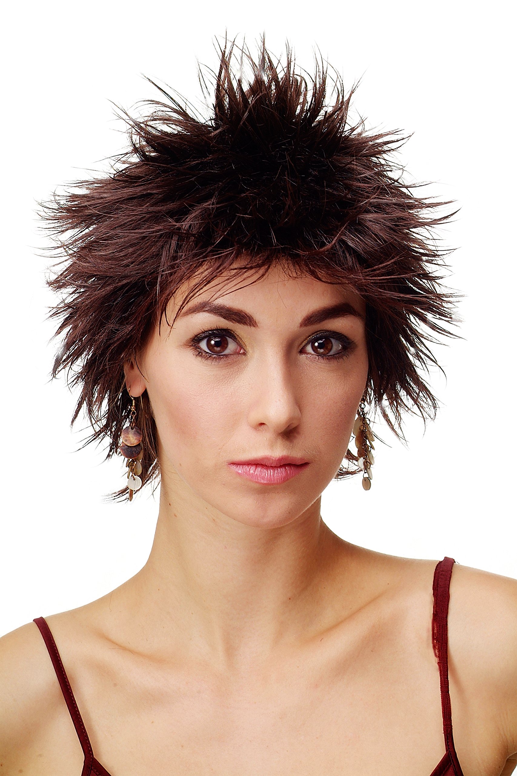WIG ME UP - 81063-SFB-2T33 Lady Quality Wig short spiky backcombed teased 80s Wave Punk mahogany brown mix