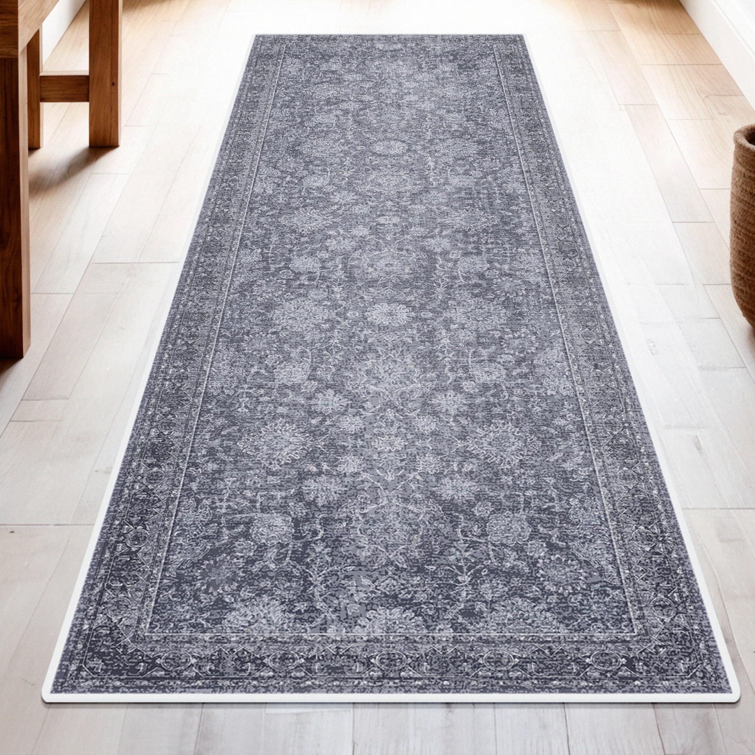 Photo 1 of Washable Runner Rug 2x6 | Non Slip Rug Runners for Hallways, Entryways, Kitchens, Bathrooms, Bedrooms | Ultra-Soft Flannel Carpet Runners with Rubber Backing (Dark Grey, 2x6)