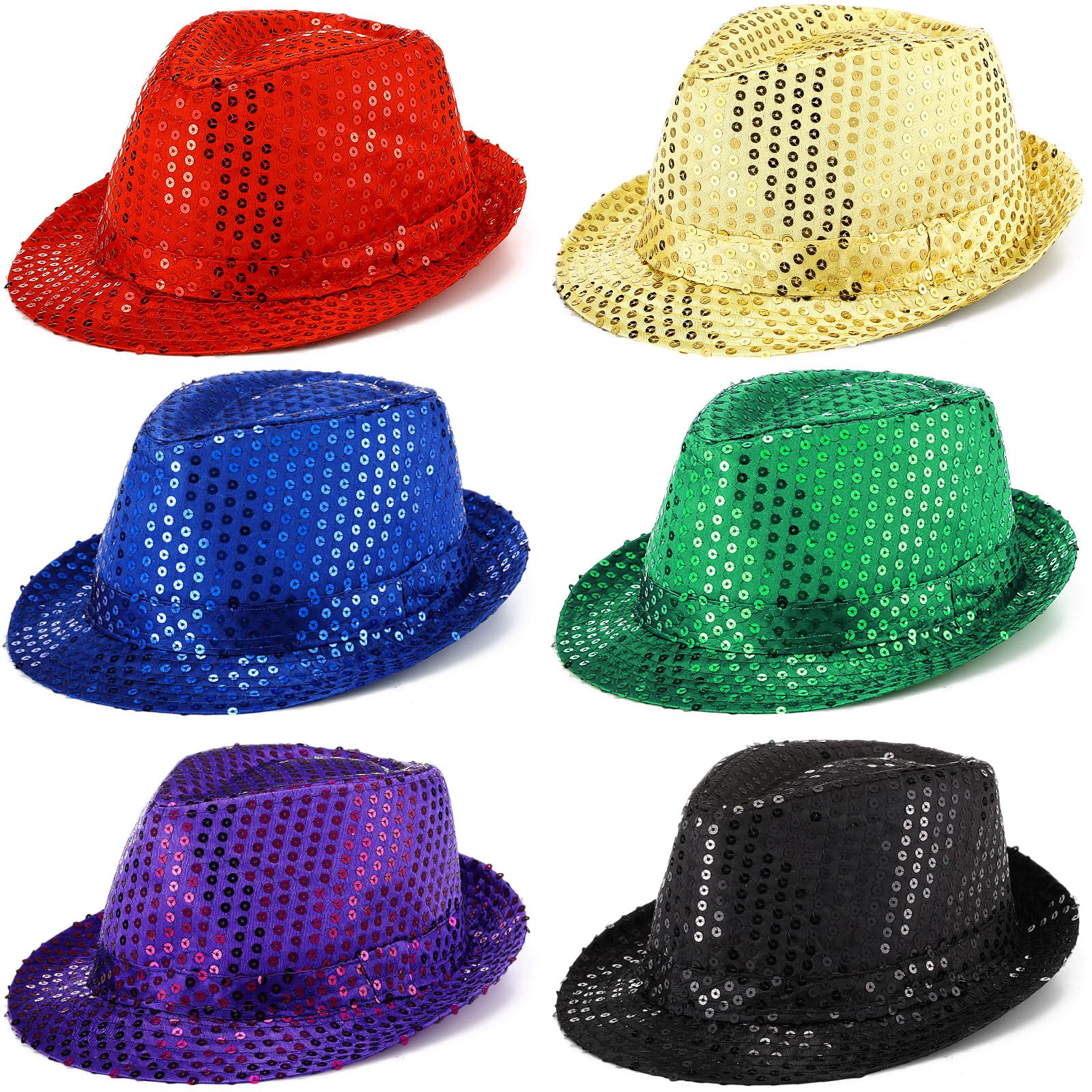 Photo 1 of Tarpop 6 Pcs Western Sequin Hat Bling Dance Hats with Shining Sequin for Man and Women(Multiple Colors)