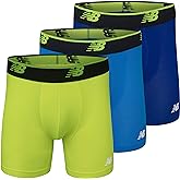 New Balance Men's No Fly Boxer Brief Underwear with Jacquard Waistband, Breathable Lightweight, Moisture Wicking (3 Pack)