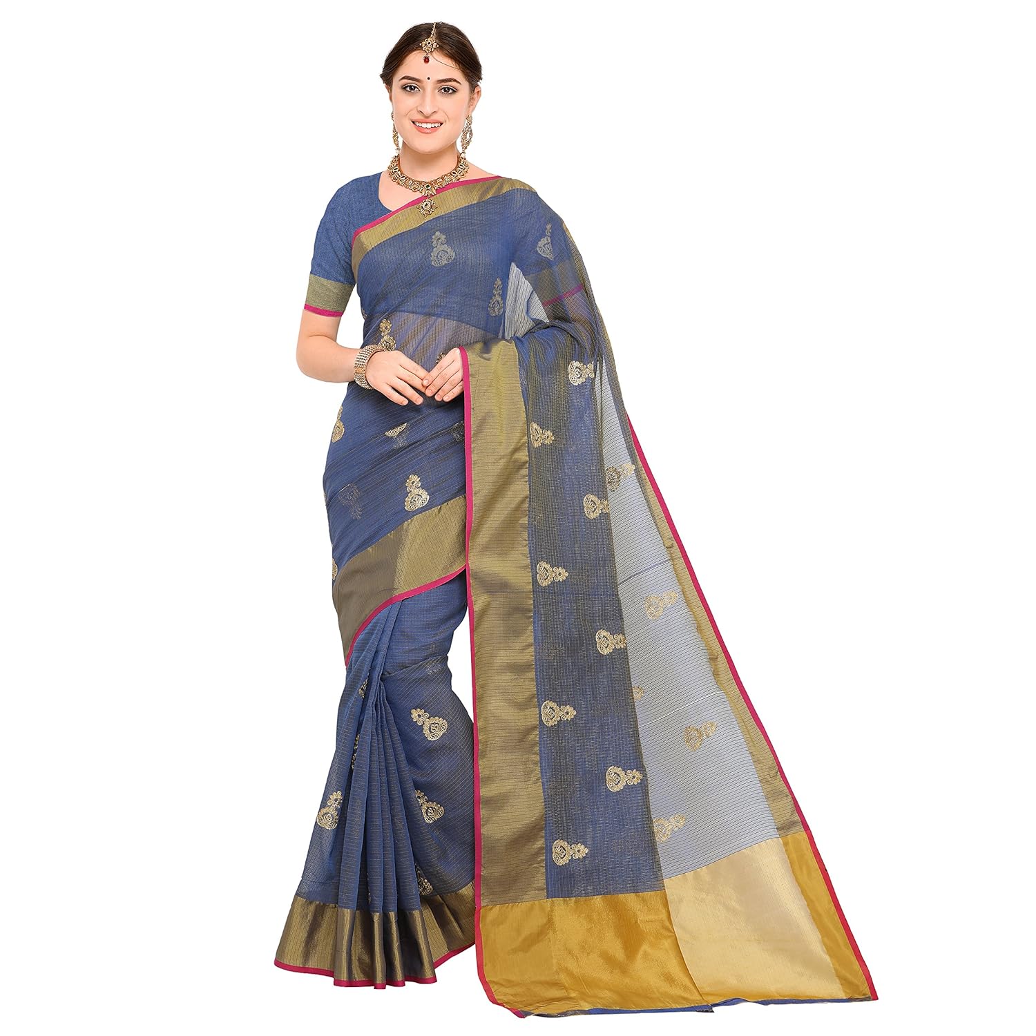 Buy Embroidered Kota Doria Cotton Saree at Amazon.in