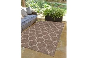 Unique Loom Outdoor Trellis Collection Area Rug (4' 1" x 6' 1" Rectangle, Brown/ Ivory)