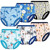 MooMoo Baby Potty Training Underwear for Boys Absorbent Cotton Training Pants Washable and Reusable 2T-7T 6 Packs