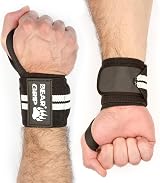 BEAR GRIP Weight Lifting Wrist Wraps Pair 18in x 3in Black White view 9