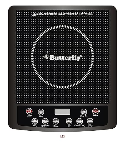 Butterfly Glass Top and ABS Induction Cook Stove, Black