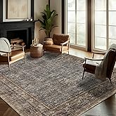 CHAMPLANT Washable Area Rug 9'x12' Retro Boho Design Non-Shedding Easy Care Ideal for High Traffic Areas in Living Room Bedroom Office Coffee Table Kitchen Large Carpet