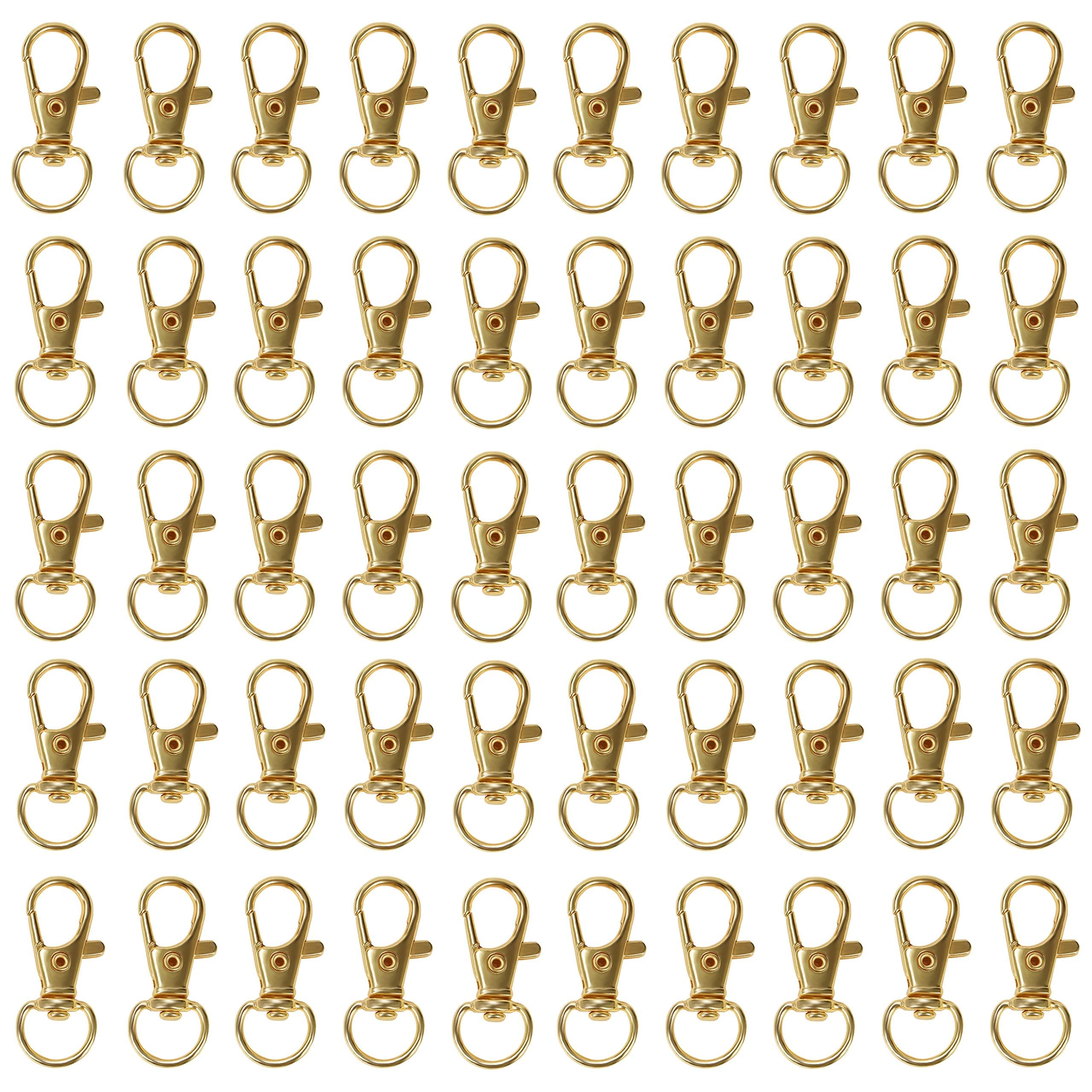 Belle Vous Gold Metal Mini Swivel Lobster Clasps (50 Pack) - 33mm in Length - Premium Lanyard Snap Key Hooks - Hook for Rings, Zippers, Crafts, Clips, Jewellery, Chains and Keychains