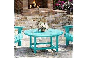 WestinTrends Malibu Low Outdoor HDPE Round Patio Coffee Table, Turquoise