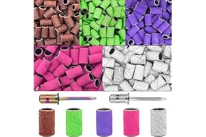 METEOROCK 300Pcs Nail Sanding Bands, #80#120#150#180#240 Grit Sanding Bands for Nail, Professional Nail Drill Sanding Bands for Acrylic Gel Natural Nails, Nail Sanding Bands for Manicures&Pedicures