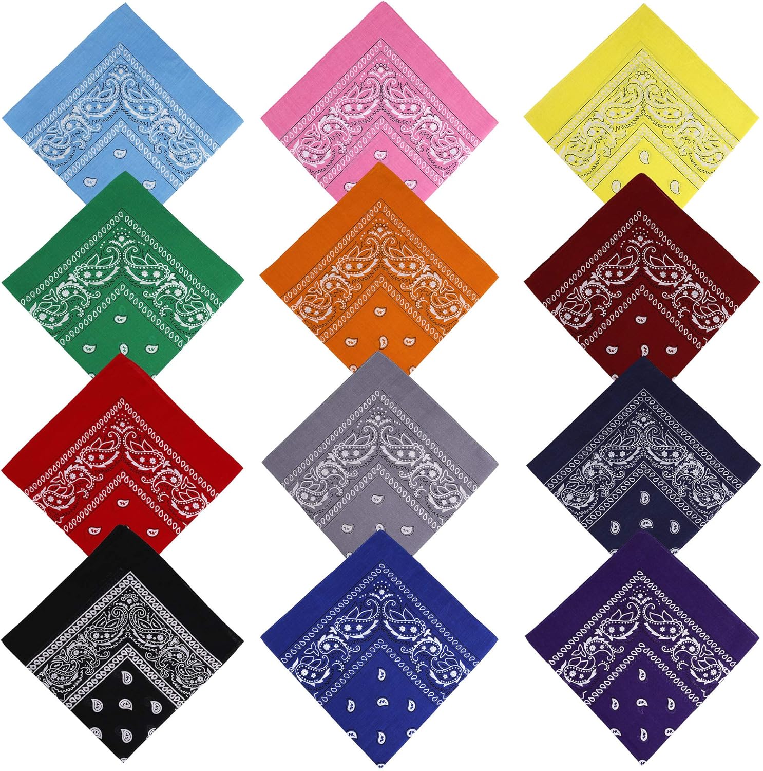 12 Couleurs Bandanas Foulards Hommes Femmes Foulard Fichu Multifonction Coloré Cyclisme Bandeau Echarpe Mouchoir 55 * 55cm | Rakuten