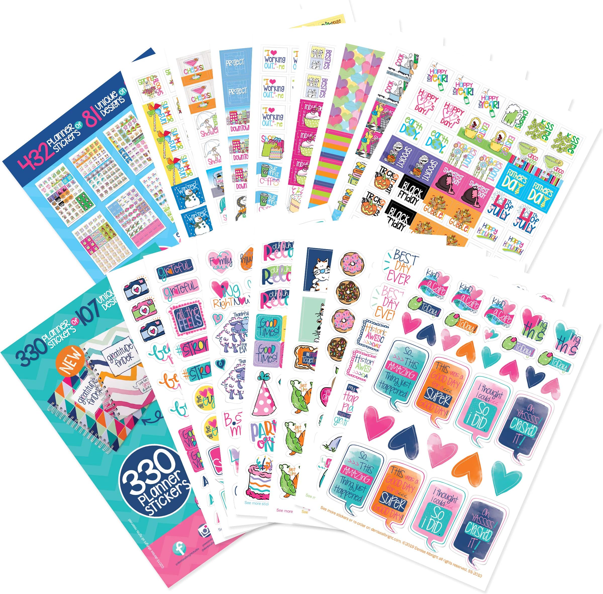 762 Planner Stickers Bundle for Every Gal Including Holidays, Birthdays, Date Nights, Party, Work Deadlines, Travel for Calendars and Daily Thankfulness & Gratitude Journals & Bullet Journaling