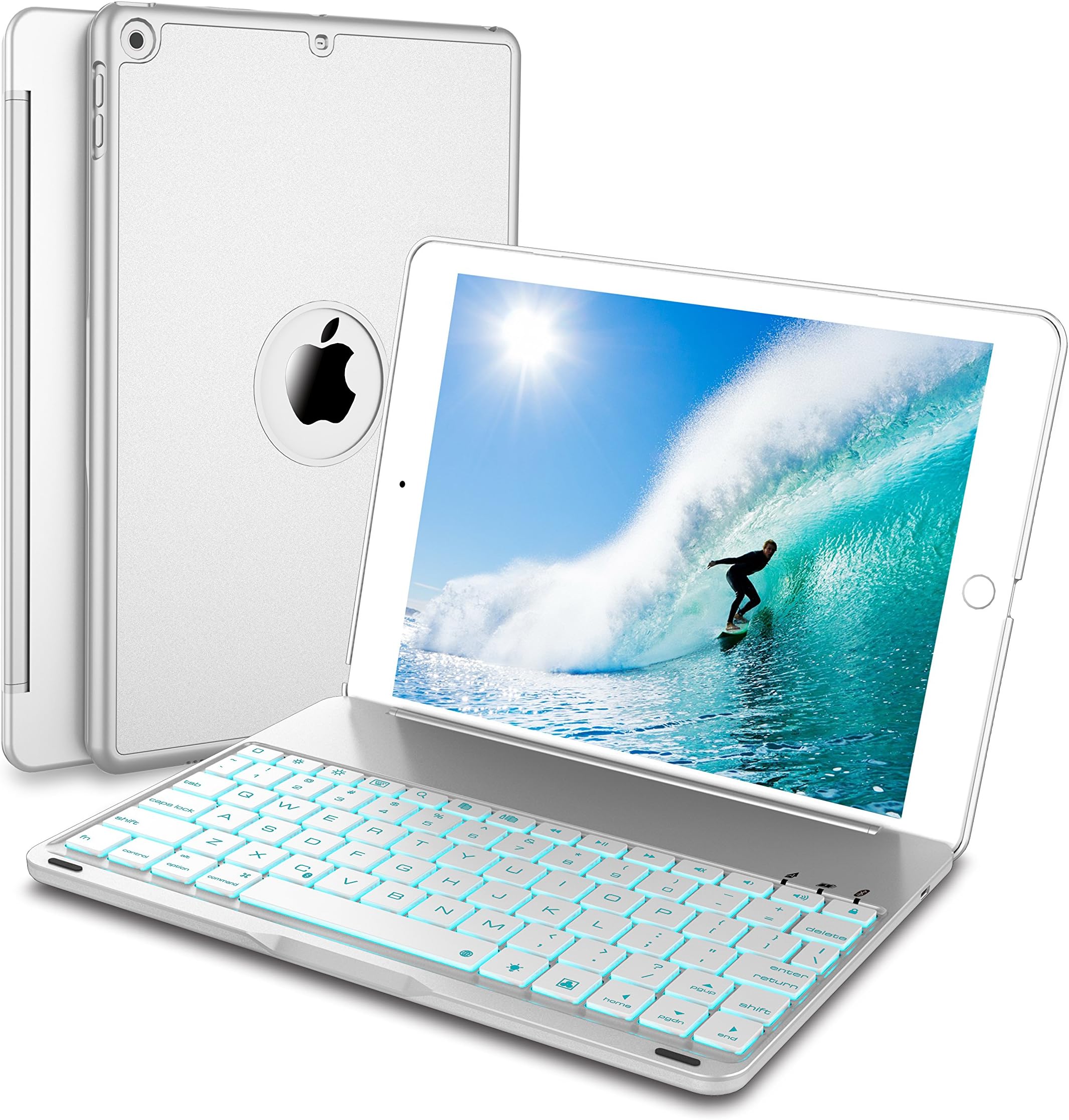 Keyboard Case for 2017 New iPad 9.7 inch/iPad Air, Dansrueus Ultra Slim iPad keyboard Case Cover with Bluetooth, 7 Colors LED Backlit (For iPad Model: A1822/A1823/A1474/A1475/A1476)