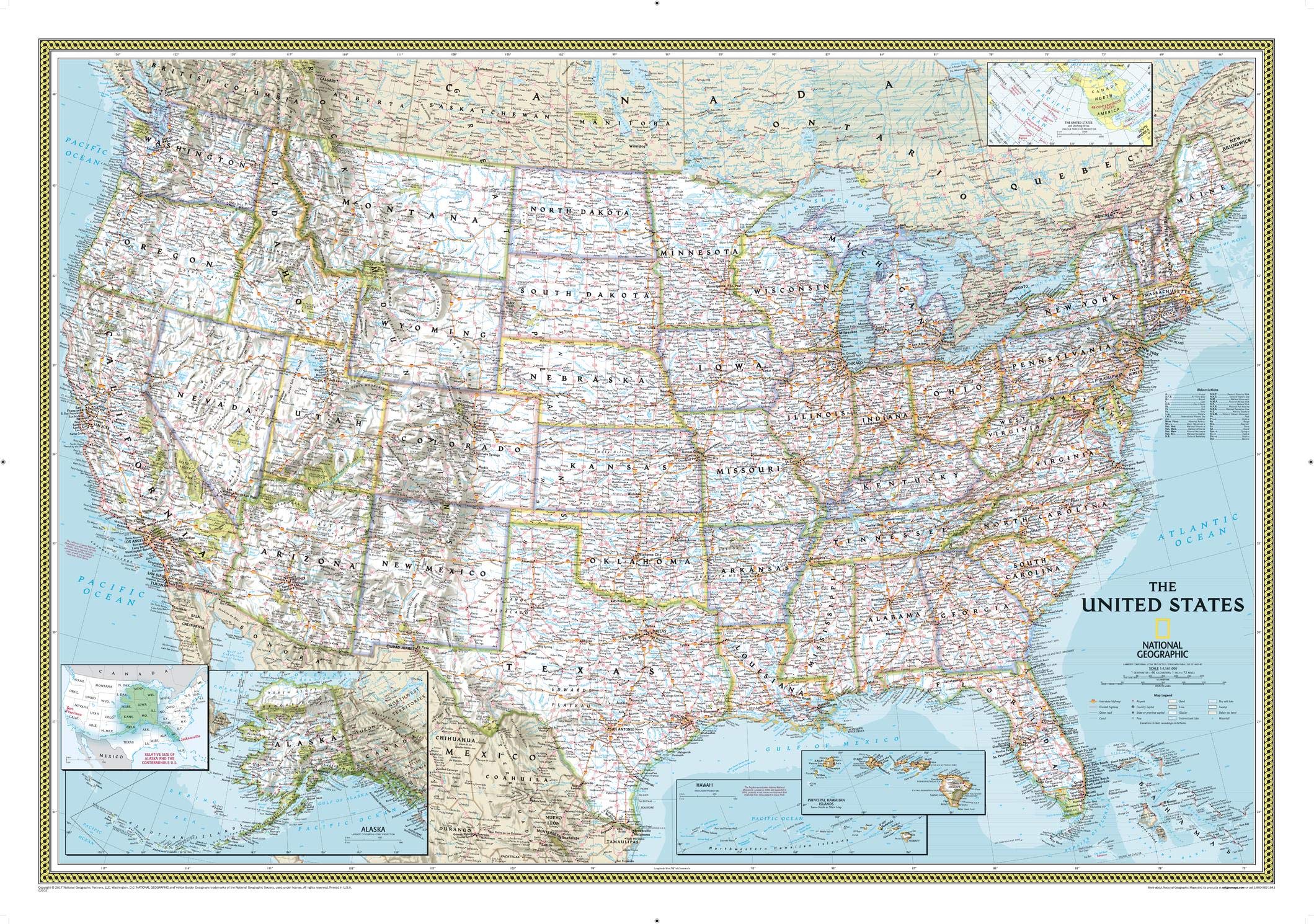 Photo 1 of National Geographic: United States Classic Wall Map - Laminated (43.5 x 30.5 inches) (National Geographic Reference Map)