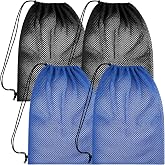 4Pcs Mesh Gear Bag for Snorkel, 19" x 27" Large Mesh Swim Bag, Dive Bag | 600D Polyester Fabric, Drawstring, Large Capacity for Snorkeling Trip, Wetsuits, Swimming Gear, Beach and Sports Equipment