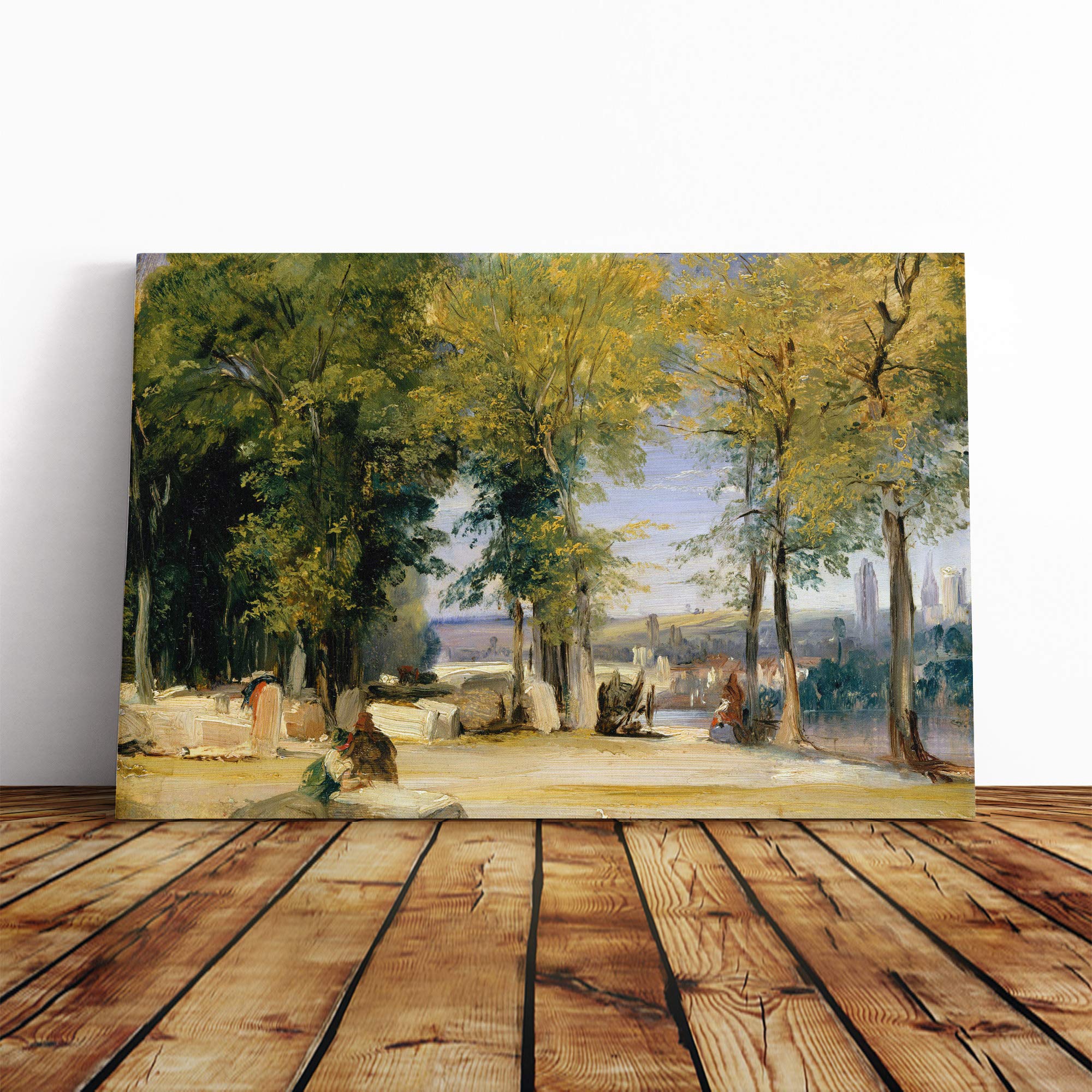 Richard Bonington View Near Rouen Canvas Print | Gallery Wrapped 30mm Frame Wall Art | 20x14 inches | Ready to Hang | Modern Picture | Living Room Bedroom Lounge Office