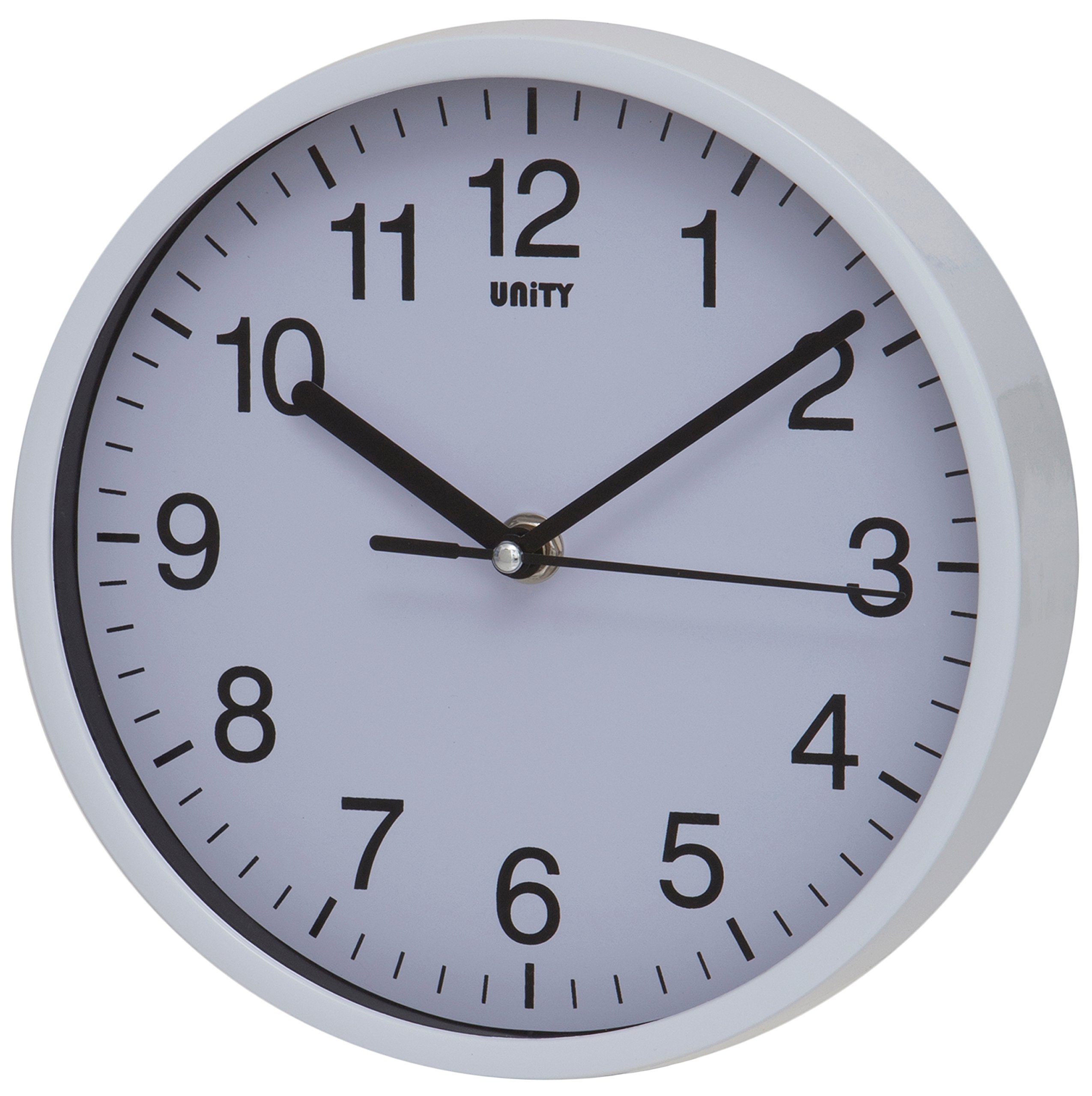 Unity Wall Clock, Radcliffe, Silent Sweep, Modern, White, 20cm / 8-inch