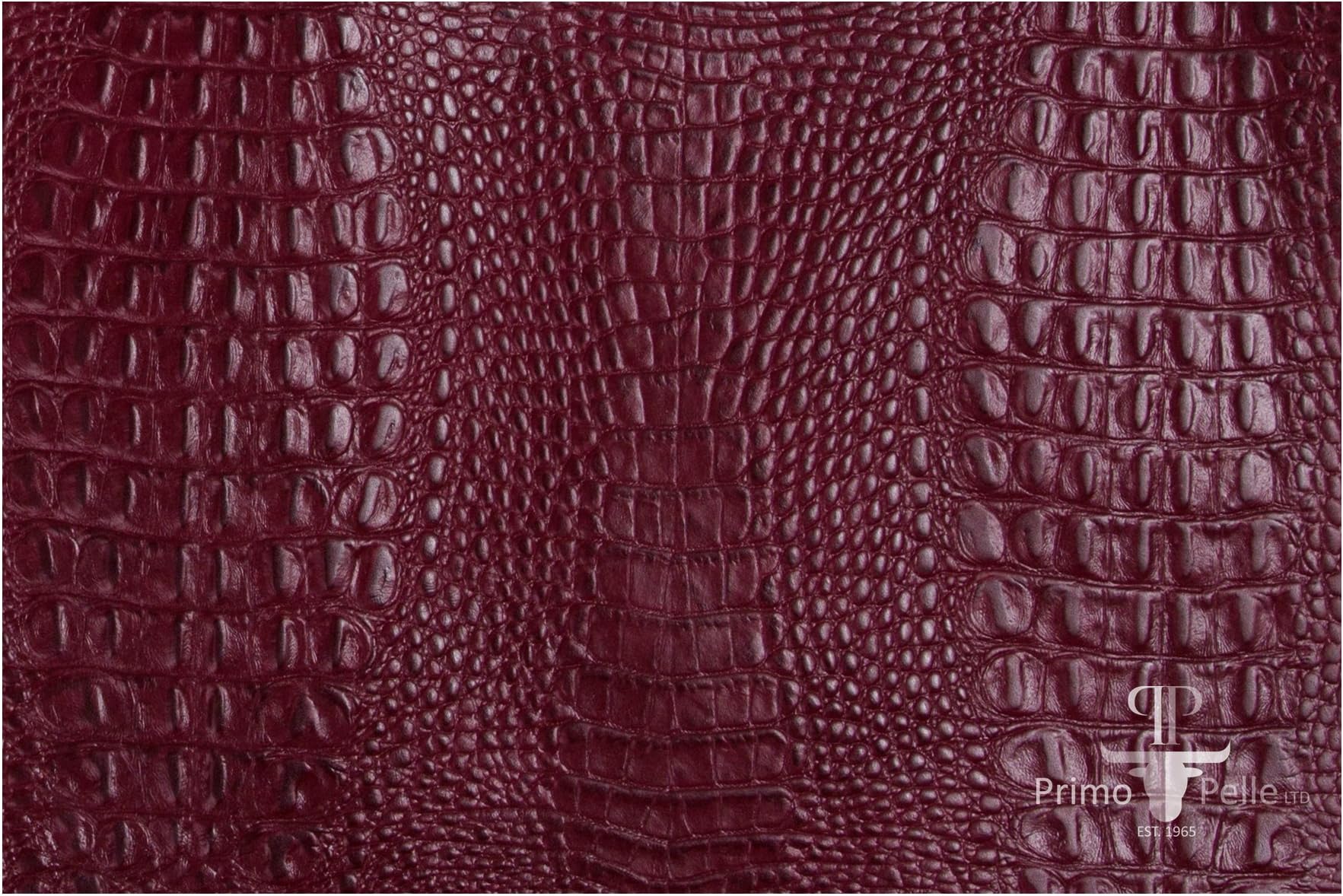 PRIMO PELLE leather hides, CROCODILE Collection, genuine full grain embossed cow skins! various colors & sizes. [17 - 21 sq ft, RED]