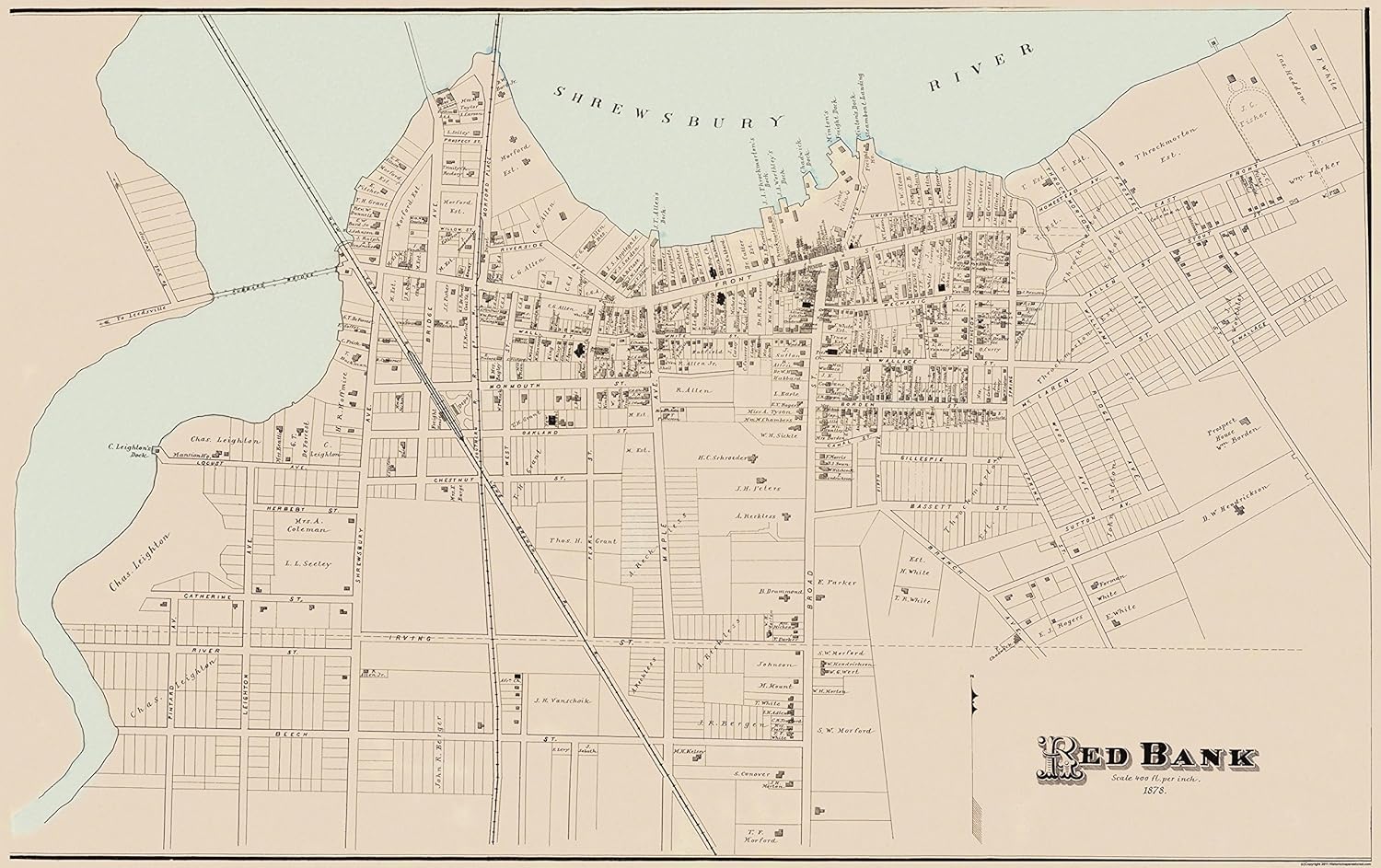 MAPS OF THE PAST Red Bank New Jersey Landowner Woolman