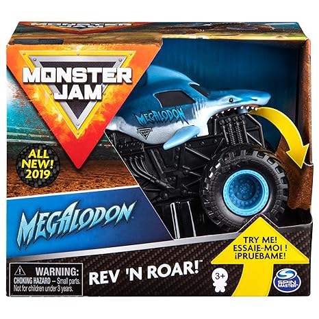 Unbekannt Monster Jam 6053251 Jam-6053251-Original Megalodon Rev ‘N Roar Monster Truck mit Soundeffekt, Maßstab 1:43, Multico