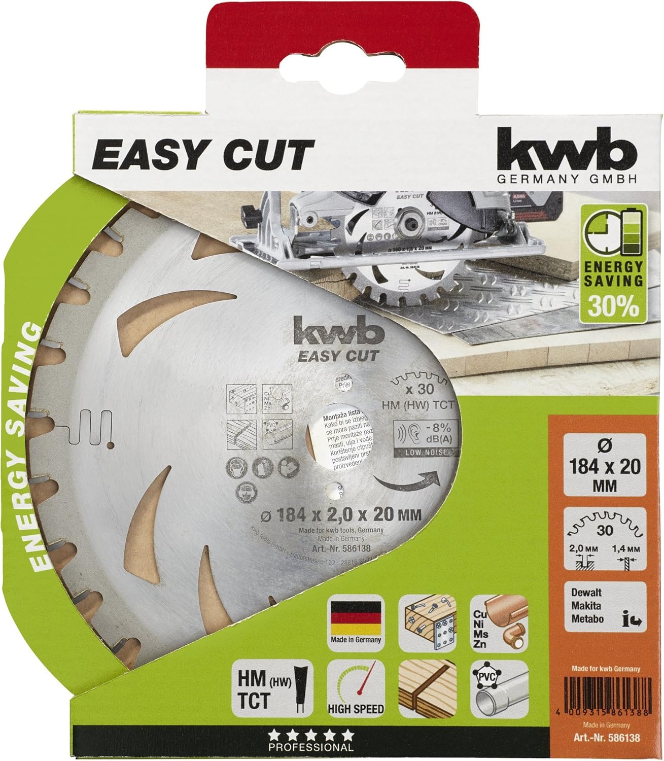 kwb 184 x 20 mm Circular Saw Blade, Made in Germany, Fast and Smooth, Ideal for Cordless Tools, Universal (for Battery Devices) - Image 3