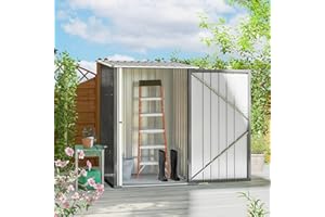 Outsunny 3' x 3' Lean-to Garden Storage Shed, Outdoor Galvanized Steel Tool House with Lockable Door for Patio, Backyard Lawn
