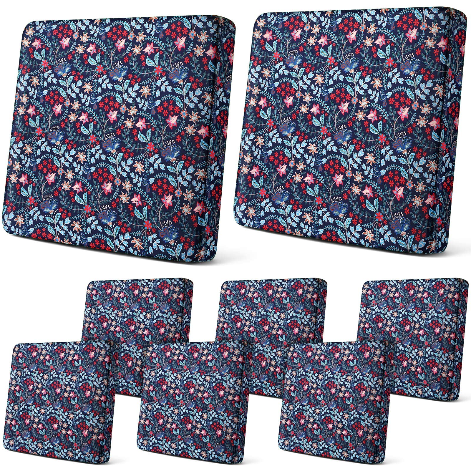 Photo 1 of Newwiee 8Pcs Patio Cushion Covers Stretch Outdoor Cushion Cover Replacement for Patio Furniture Sofa Couch Slipcovers, Soft Flexibility Washable Furniture Protector(Paisley,Retro Color)