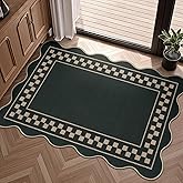 LORWER Checkered Easy Jute Outdoor Mats for Front Door, 2x3 Small Washable Kitchen Rugs, Farmhouse Black Throw Rug Non Slip Indoor Outdoor Carpet for Entryway Porch Foyer