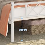 Yaheetech 3ft Single Bed Frame White Metal Slatted Mattress Foundation view 5