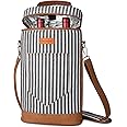 Tirrinia 2 Bottle Wine Gift Tote Carrier - Leakproof & Insulated Padded Versatile Wine Cooler Bag for Travel, BYOB Restaurant, Wine Tasting, Party, Dinner,Gift for Wine Lovers, Black Stripe