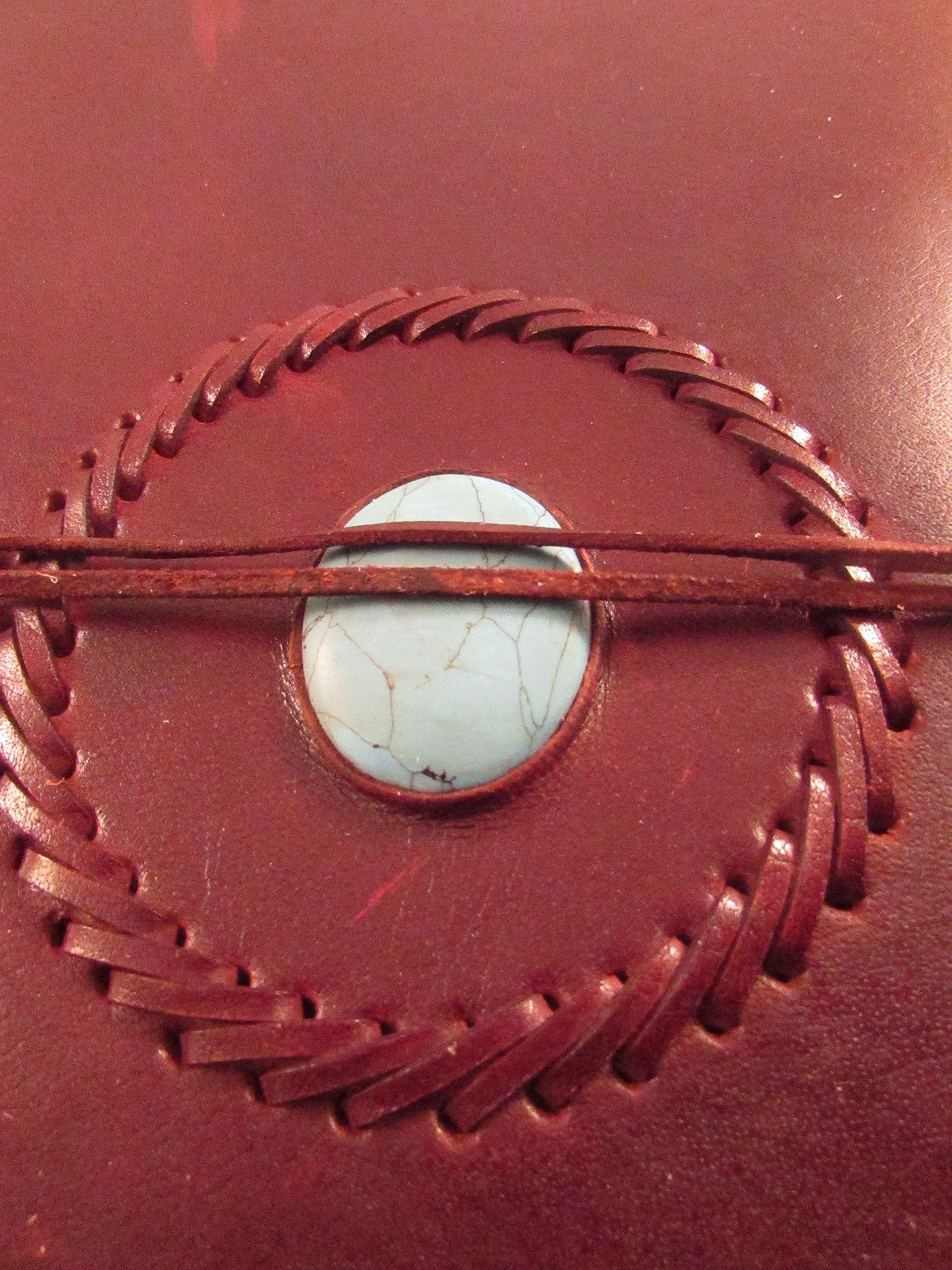 Large Handmade Eco Friendly Leather Journal Notebook Diary With Stone 26x32cm
