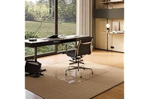 Modern Chair Mat Co. Office Desk Glass Chair Mat - Ultra-Clear Tempered Glass - Easy Glide - Protects Carpet and Hardwood Floors - 36" x 48" Tapered Edge