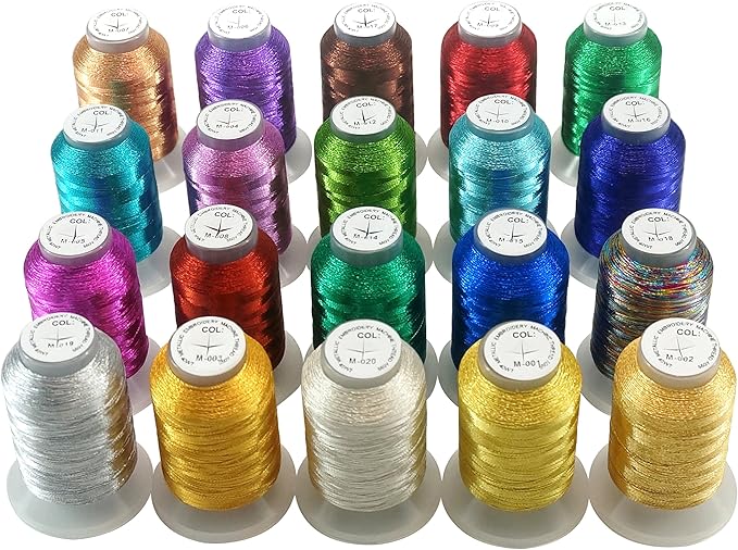 New brothread 20 Assorted Colours Metallic Machine Embroidery Thread