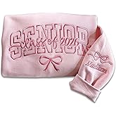 NAZENTI Personalized Embroidered Senior Sweatshirt Class of 2026, Custom Graduation Hoodie, School Shirt for Her or Him