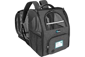 PetAmi Dog Cat Backpack Carrier, Expandable Pet Carrier Backpack for Travel Hiking, Small Medium Dog Puppy Large Cat Carrying Backpack, Airline Approved Ventilated Soft Back Support, 18 lbs, Dark Gray